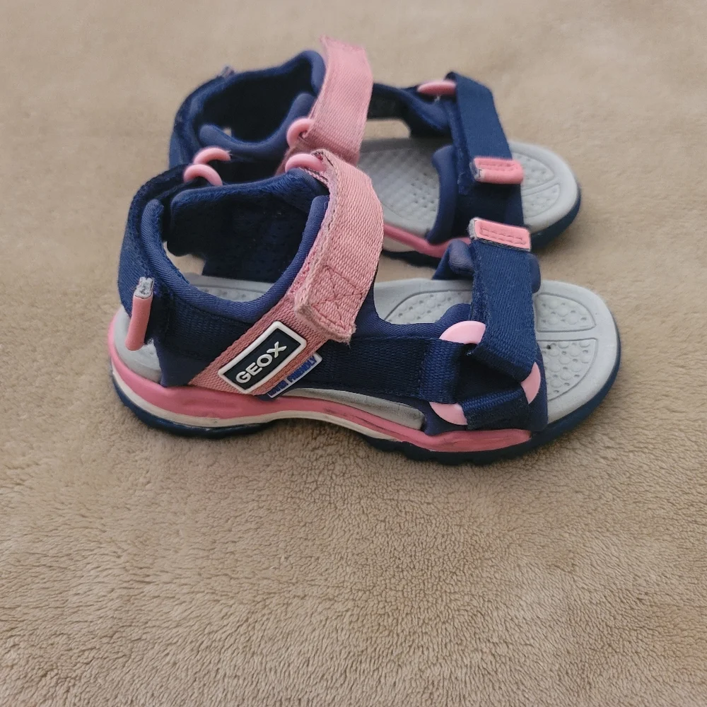 Geox Borealis Pink/Blue Sporty Triple Velcro Fastening Sandals Size 8 - Picture 2 of 8